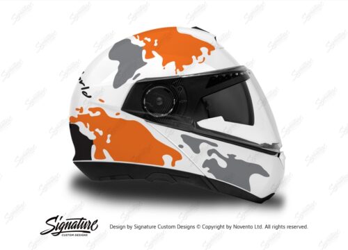 HEL 2840 Schuberth C4 White Helmet The Globe Series Orange Black Grey Stickers Kit 02 1