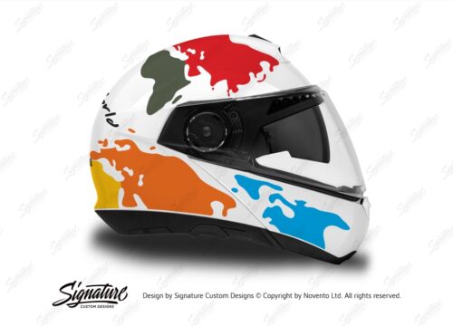 HEL 2841 Schuberth C4 White Helmet The Globe Series Multi Colour Stickers Kit 02 1