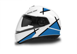 Schuberth C4/ C4 Pro Helmet (White) Vector Series Blue & Black