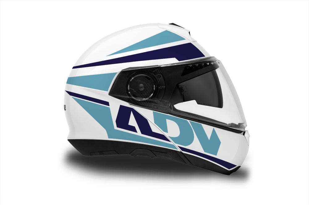 Schuberth C4/ C4 Pro Helmet (White) Vivo Series Blue Variations - Image 2