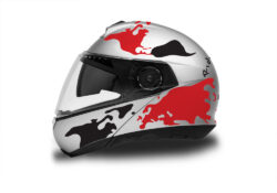 HEL 2869 Schuberth C4 Silver Gloss Helmet The Globe Series Red Black Stickers Kit 01 1