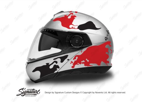 HEL 2869 Schuberth C4 Silver Gloss Helmet The Globe Series Red Black Stickers Kit 01 1