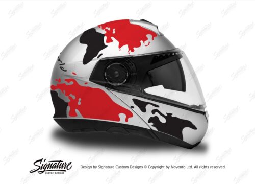 HEL 2869 Schuberth C4 Silver Gloss Helmet The Globe Series Red Black Stickers Kit 02 1