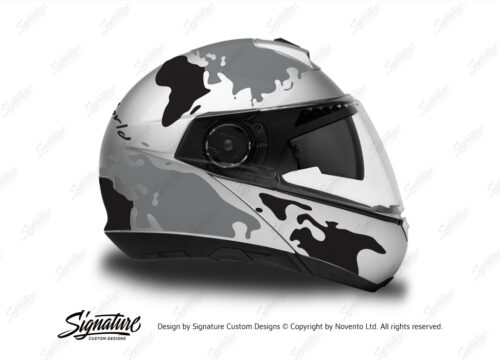 HEL 2870 Schuberth C4 Silver Gloss Helmet The Globe Series Grey Black Stickers Kit 02 1