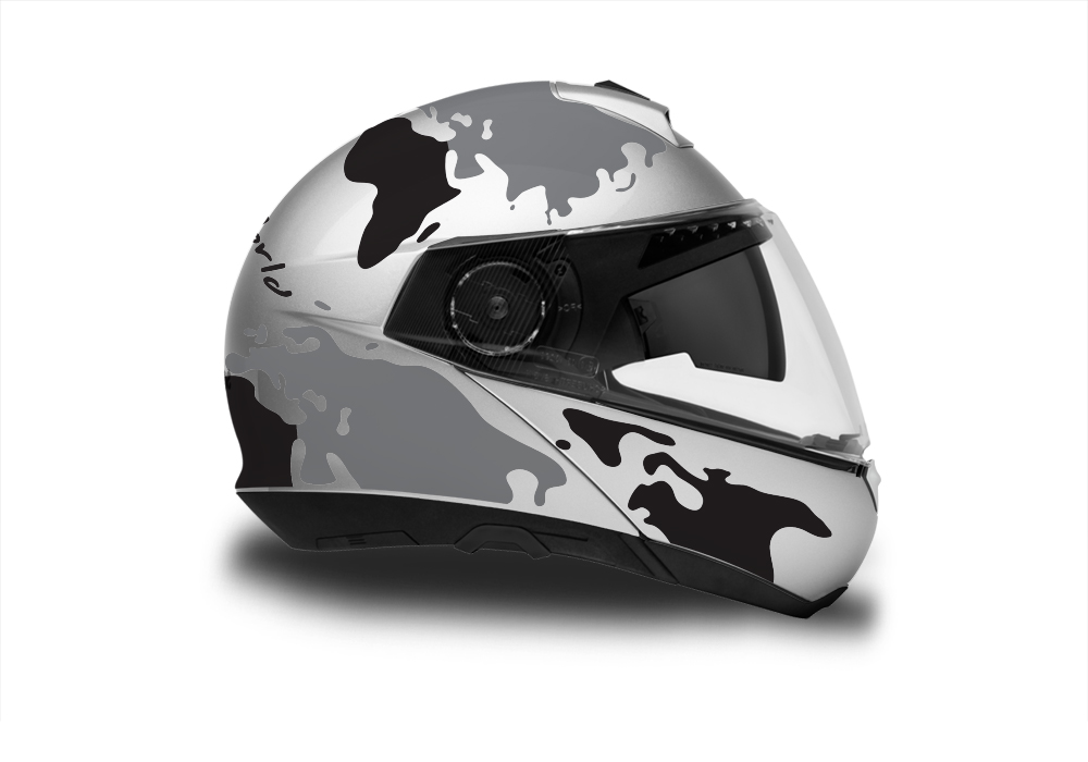 HEL 2870 Schuberth C4 Silver Gloss Helmet The Globe Series Grey Black Stickers Kit 02 1