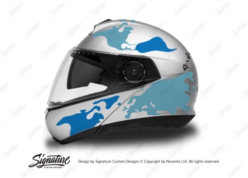HEL 2871 Schuberth C4 Silver Gloss Helmet The Globe Series Blue Variations Stickers Kit 01 1