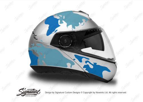 HEL 2871 Schuberth C4 Silver Gloss Helmet The Globe Series Blue Variations Stickers Kit 02 1