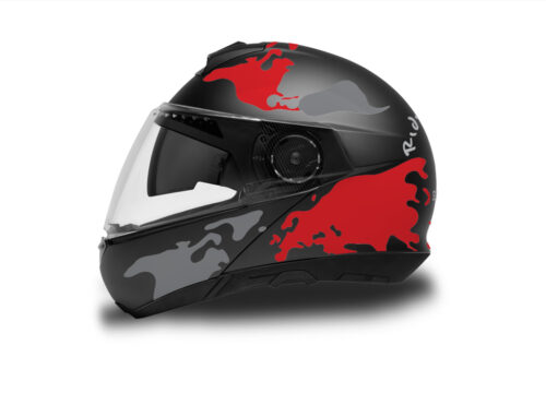 HEL 2873 Schuberth C4 Black Gloss Matte Helmet The Globe Series Red Grey Stickers Kit 01 1