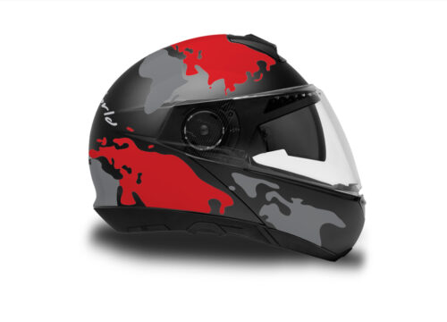 HEL 2873 Schuberth C4 Black Gloss Matte Helmet The Globe Series Red Grey Stickers Kit 02 1