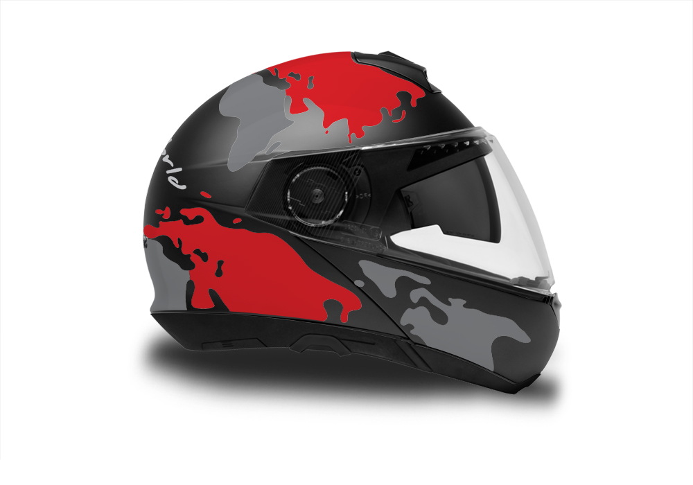 HEL 2873 Schuberth C4 Black Gloss Matte Helmet The Globe Series Red Grey Stickers Kit 02 1
