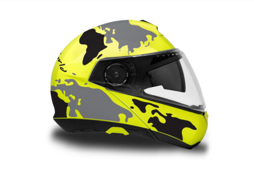 HEL 2877 Schuberth C4 Fluo Yellow Helmet The Globe Series Black Grey Stickers Kit 02 1