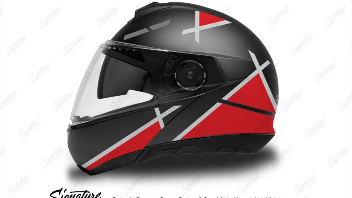 Schuberth C4/ C4 Pro Helmet (Black) Vector Series Silver & Red