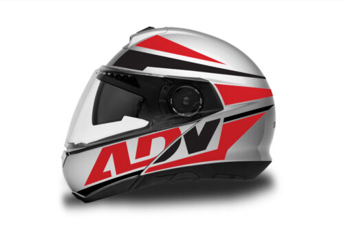 Schuberth C4/ C4 Pro Helmet (Silver) Vivo Series Black & Red