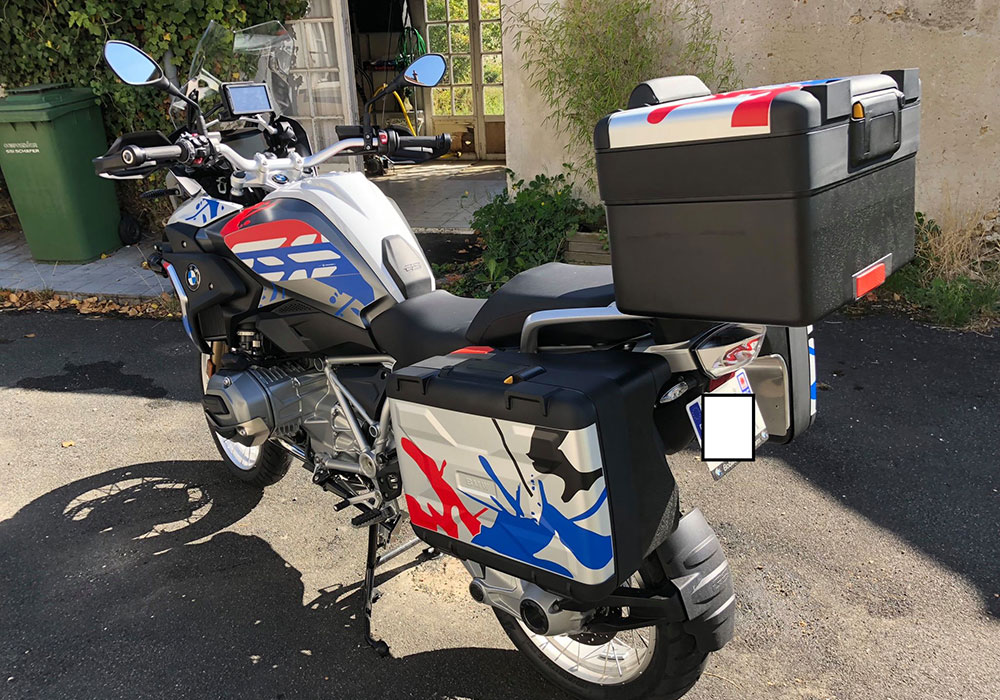 BMW Vario Side Panniers Safari Red & Blue Stickers Kit