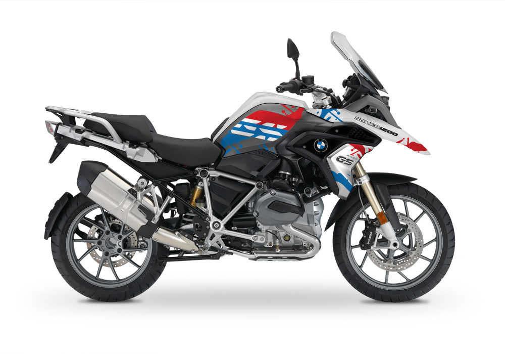 BMW R1200GS LC 2017+ Light White Safari Series Blue & Red Stickers Kit