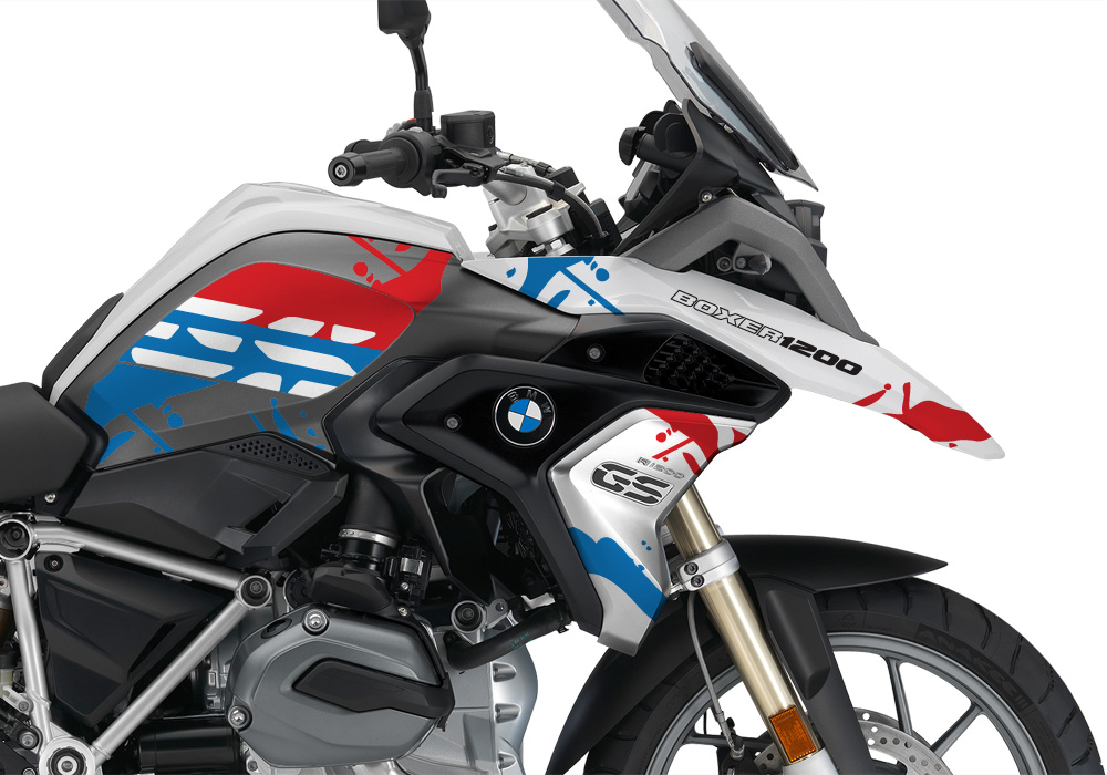 BMW R1200GS LC 2017+ Light White Safari Series Blue & Red Stickers Kit - Image 2