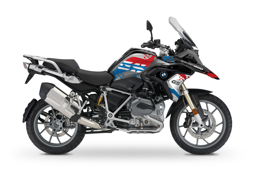 BMW R1200GS LC 2017+ Black Storm Safari Series Red & Blue Stickers Kit