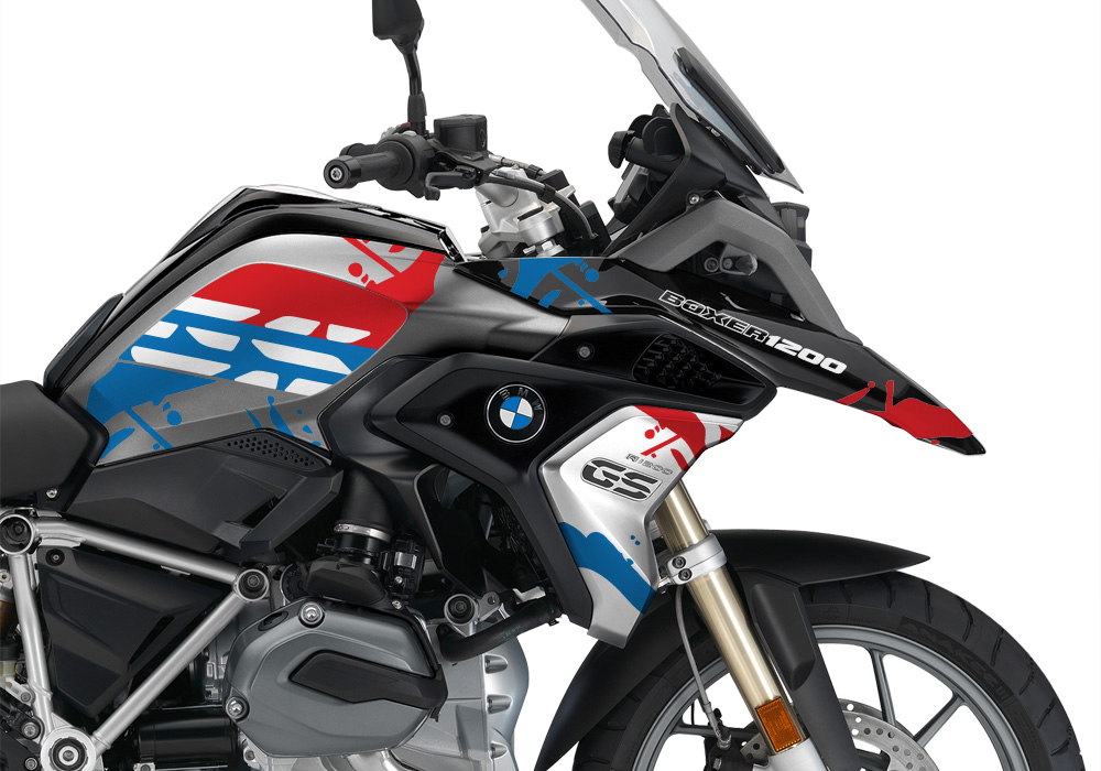 BMW R1200GS LC 2017+ Black Storm Safari Series Red & Blue Stickers Kit - Image 2