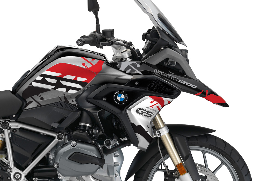 BMW R1200GS LC 2017+ Black Storm Safari Series Red & Black Stickers Kit - Image 2