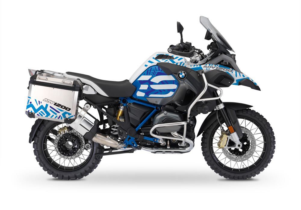 BMW Aluminum Side Panniers Massai Blue Variations Stickers Kit - Image 2