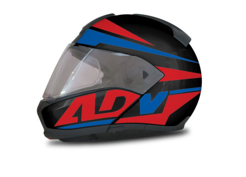 BMW System 6 Helmet (Black) Vivo Series Blue & Red Stickers Kit