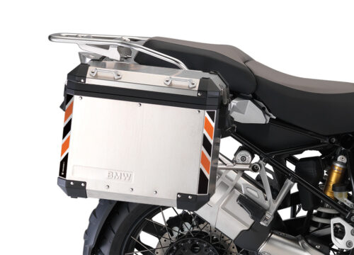 BMW Aluminum Side Panniers Black & Orange Reflective Stripes