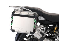 BMW Aluminum Side Panniers Black & Green Reflective Stripes