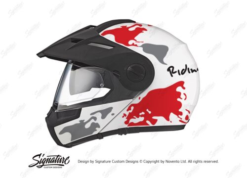 HEL 2992 Schuberth E1 White The Globe Series Red Grey Stickers Kit 01 1