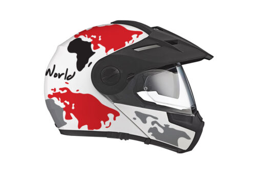 HEL 2992 Schuberth E1 White The Globe Series Red Grey Stickers Kit 02 1