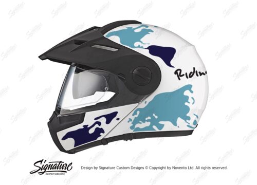 HEL 2995 Schuberth E1 White The Globe Series Blue Variations Stickers Kit 01 1