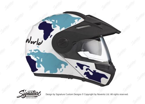HEL 2995 Schuberth E1 White The Globe Series Blue Variations Stickers Kit 02 1