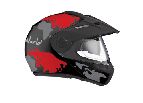 HEL 2997 Schuberth E1 Black The Globe Series Red Grey Stickers Kit 02 1