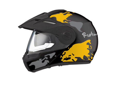 HEL 2998 Schuberth E1 Black The Globe Series Yellow Grey Stickers Kit 01 1