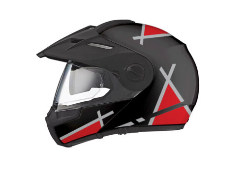 Schuberth E1 Helmet (Black) Vector Series Silver & Red Stickers Kit