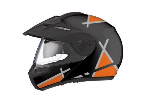 Schuberth E1 Helmet (Black) Vector Series Silver & Orange Stickers Kit