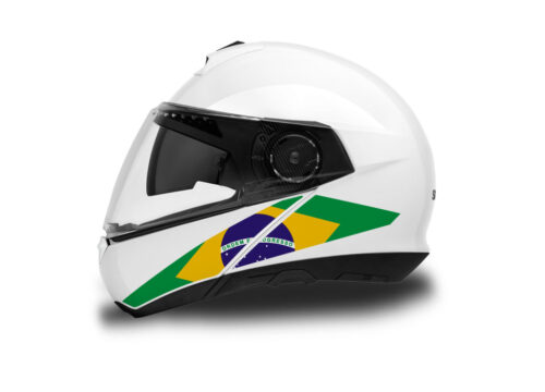 Schuberth C4/ C4 Pro Helmet (White) The Flag Series Brazil Stickers