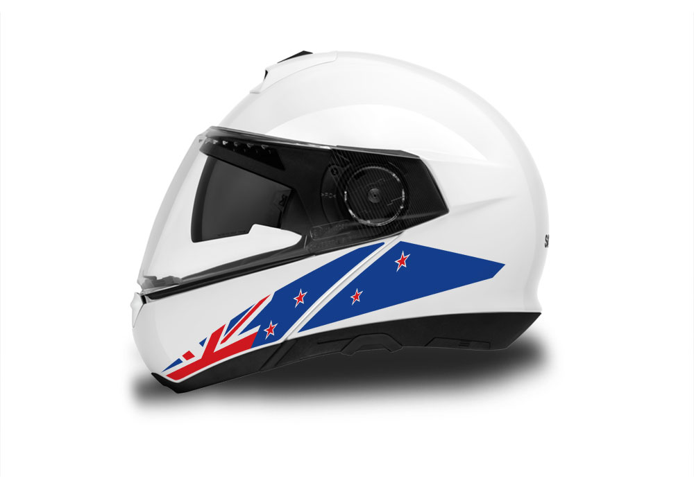 Schuberth C4/ C4 Pro Helmet (White) The Flag Series New Zealand Stickers