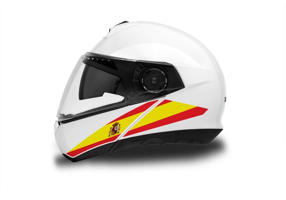Schuberth C4/ C4 Pro Helmet (White) The Flag Series Spain Stickers