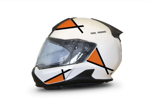 BMW System 7 Helmet (White) Vector Series Black & Orange Stickers Kit