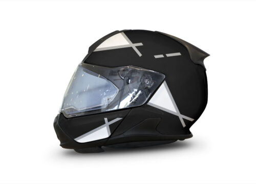 BMW System 7 Helmet (Black) Vector Series Silver & White Stickers Kit