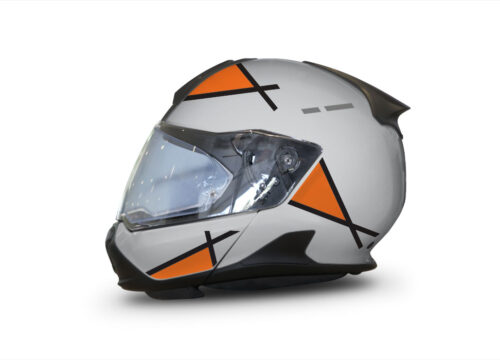BMW System 7 Helmet (Silver) Vector Series Orange & Black Stickers Kit