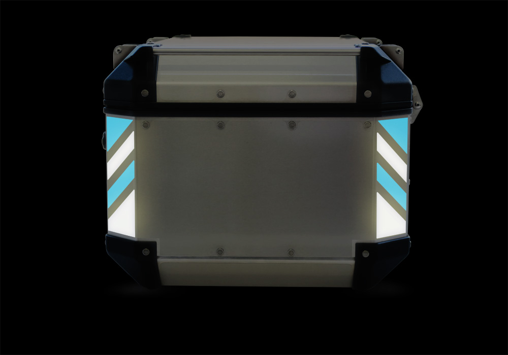 Givi Trekker Outback Top Box Black & Blue Reflective Stripes - Image 2