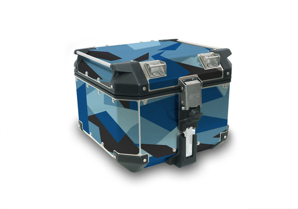 Givi Trekker Outback Top Box M90 Full Wrap Blue Camo Stickers Kit - Image 3