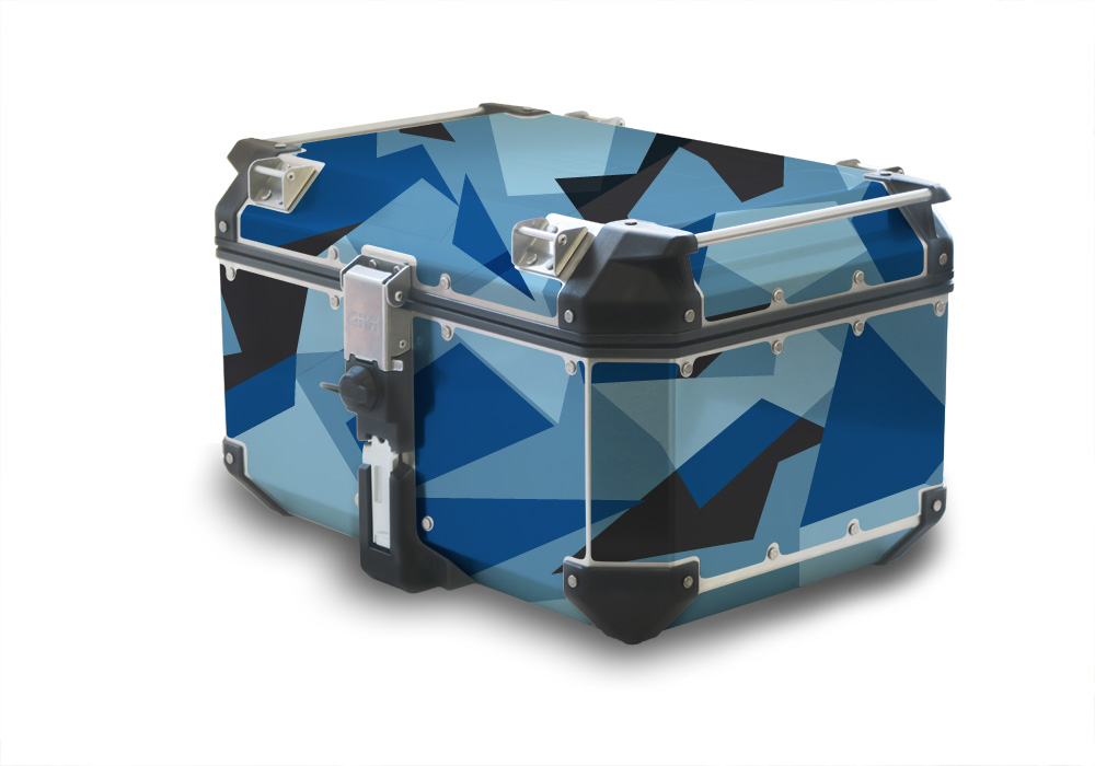 Givi Trekker Outback Top Box M90 Full Wrap Blue Camo Stickers Kit - Image 2