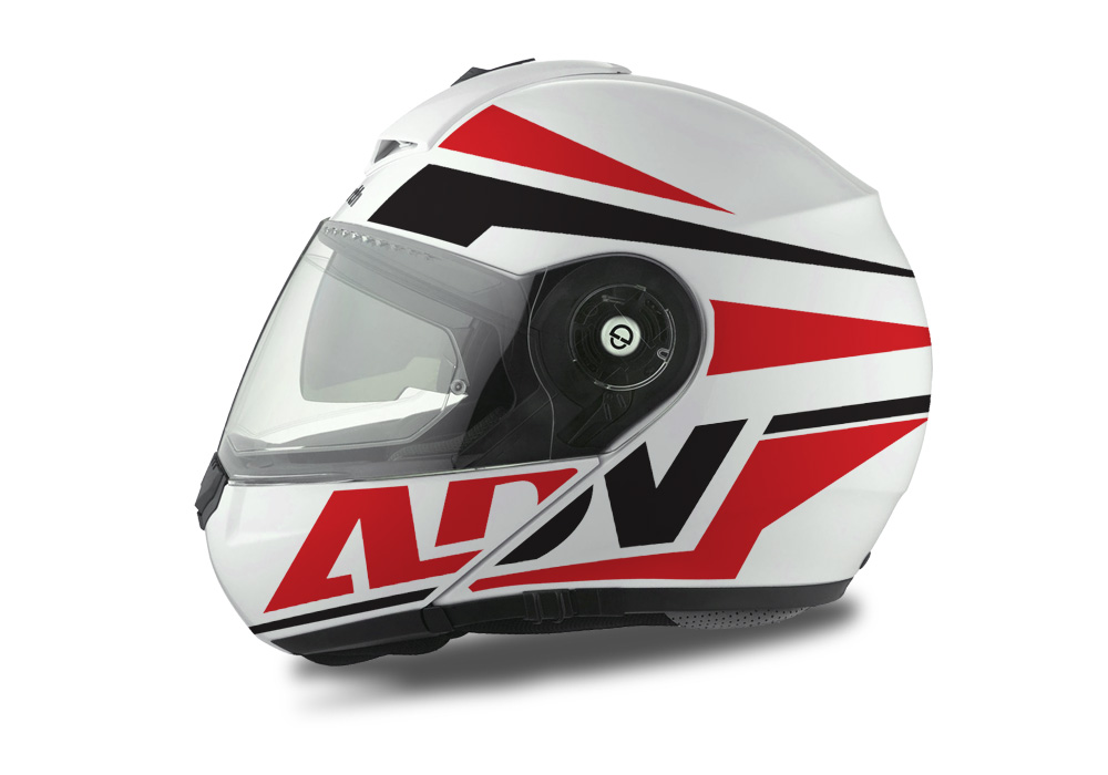 HEL 3074 Schuberth C3 Pro Helmet White Silver Vivo ADV Red Black Stickers Kit 01