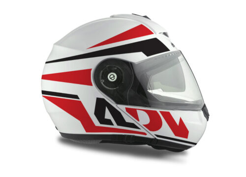 HEL 3074 Schuberth C3 Pro Helmet White Silver Vivo ADV Red Black Stickers Kit 02
