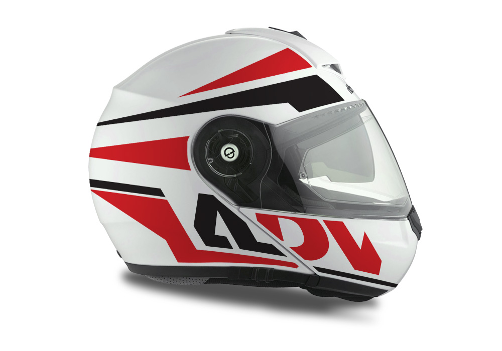 HEL 3074 Schuberth C3 Pro Helmet White Silver Vivo ADV Red Black Stickers Kit 02