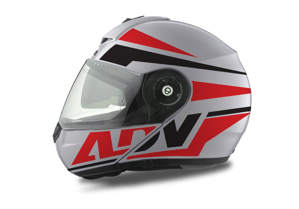 HEL 3074 Schuberth C3 Pro Helmet White Silver Vivo ADV Red Black Stickers Kit 03