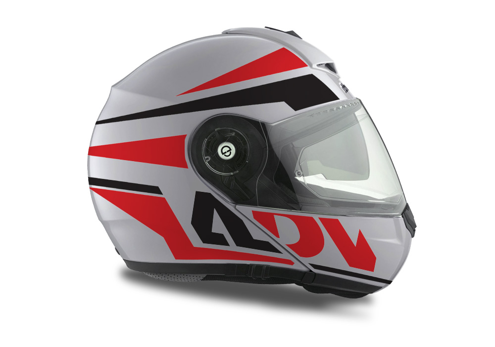 HEL 3074 Schuberth C3 Pro Helmet White Silver Vivo ADV Red Black Stickers Kit 04