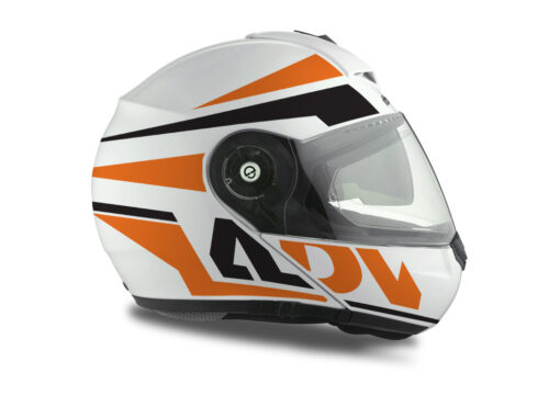 HEL 3075 Schuberth C3 Pro Helmet White Silver Vivo ADV Orange Black Stickers Kit 02